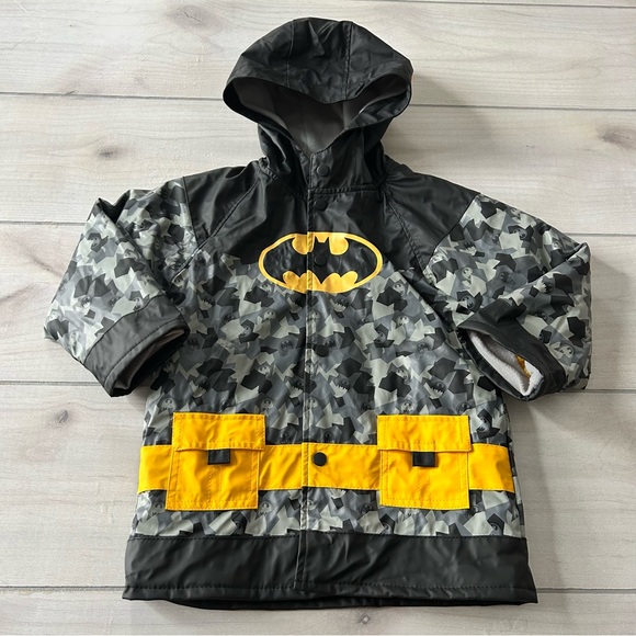 Western Chief Other - Western Chief Black Gray Yellow Kids Batman Waterproof Snap Raincoat